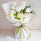 ELEGANT | WHITE TULIPS BOUQUET WITH EUCALPYTUS