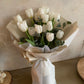 ELEGANT | WHITE TULIPS BOUQUET WITH EUCALPYTUS